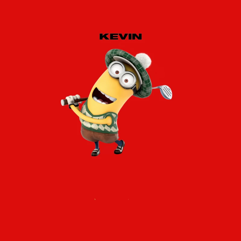 Golfing Minion Kevin: Animated Yellow Character with Club Male Tank Top