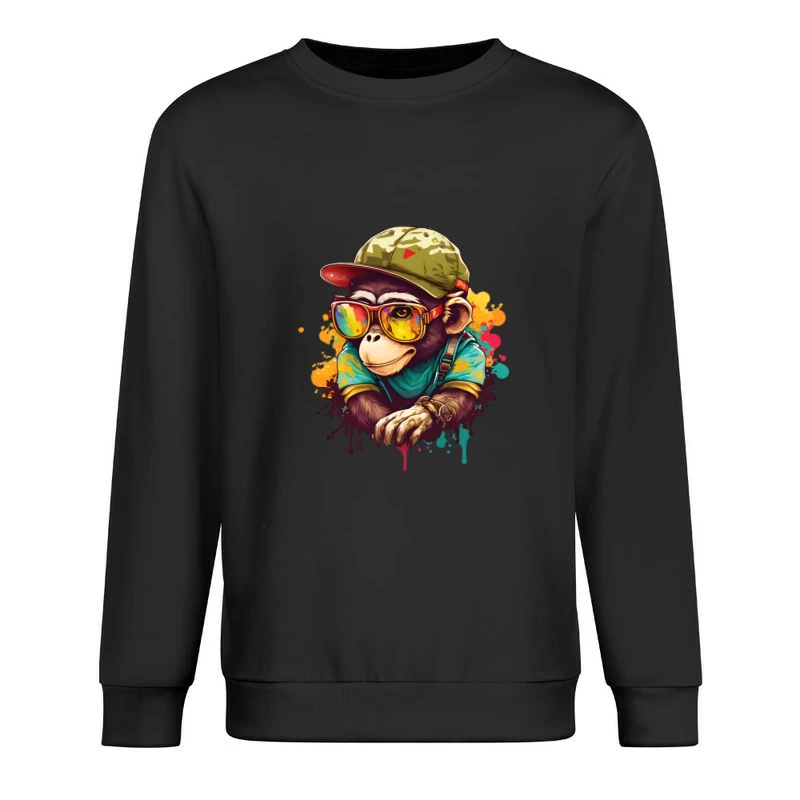 Stylischer Affe mit Sonnenbrille Herren Pullover Sweatshirt