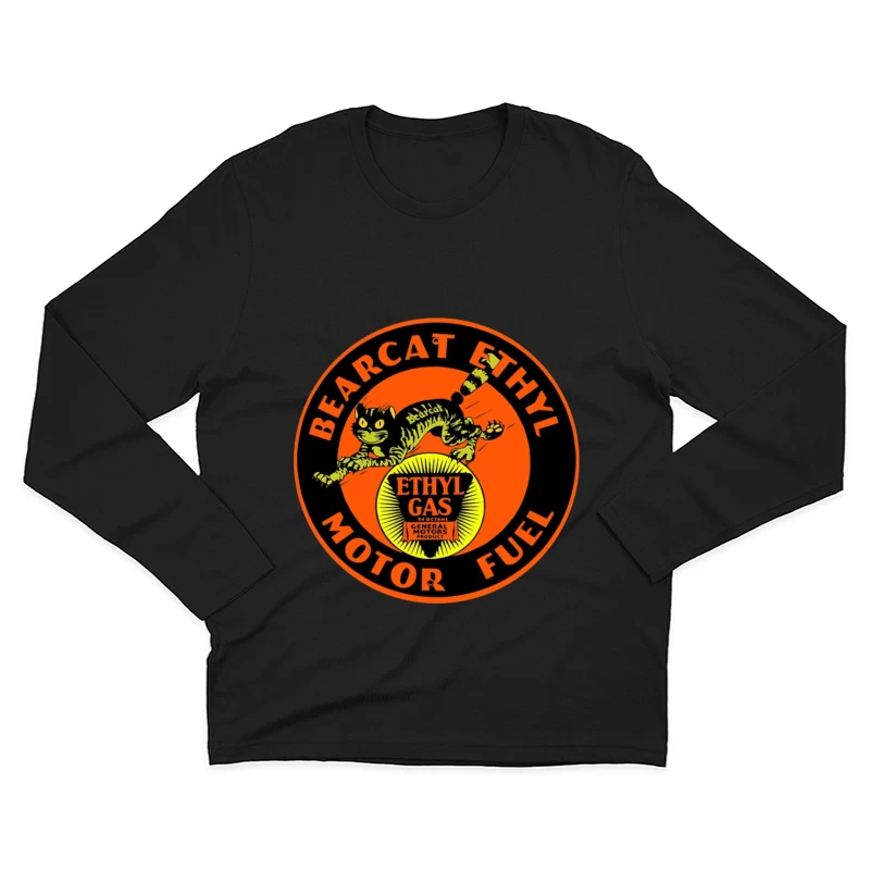 Vintage Bearcat Ethyl Motor Fuel Advertisement with Black Cat Mascot Male Long Sleeve T-Shirt