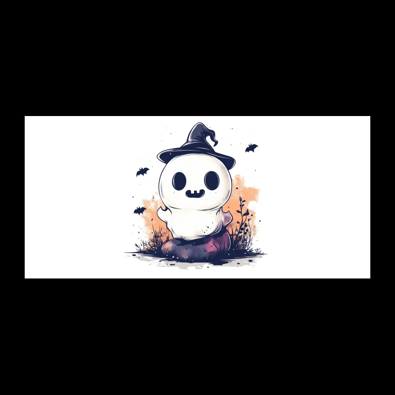 Cute Ghostly Halloween Character with Witch Hat Coffee Mug