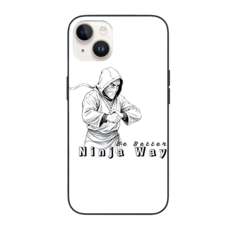 Masked Ninja Warrior in White Hood - The Ninja Way iPhone Case