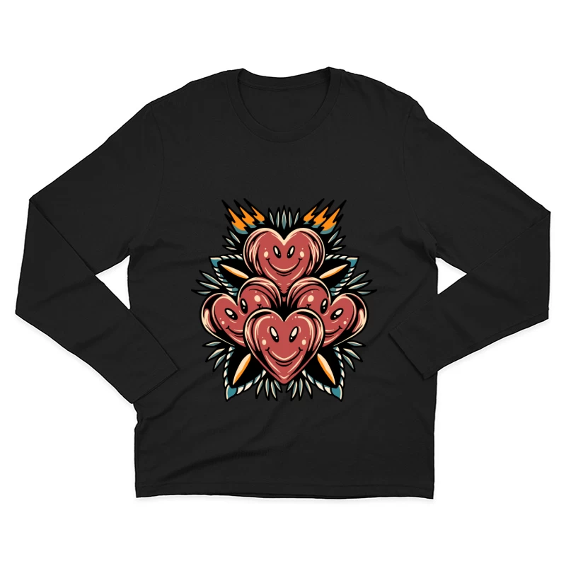 Playful Smiling Hearts Illustration Male Long Sleeve T-Shirt