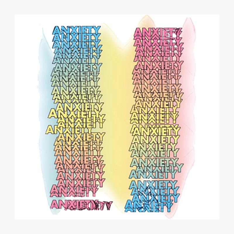 Repetitive Anxiety Typography in Pastel Colors: Abstract Mental Health Design Pin