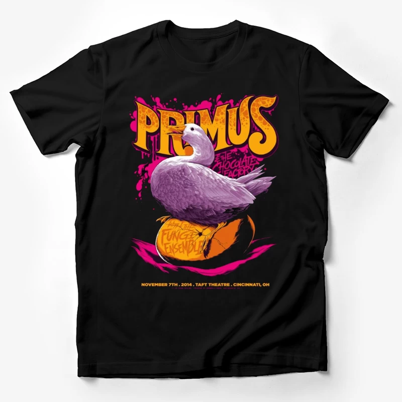 Primus Rock Band Concert Poster with Purple Duck Design Male T-Shirt