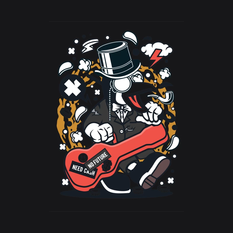 Pingouin rockeur avec étui de guitare Homme Sweat à capuche