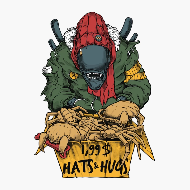 Monster Hat Vendor with Crabs Cotton Tote Bag