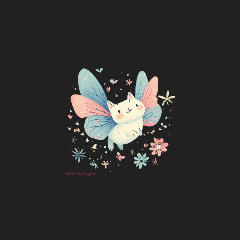 Magical Butterfly Cat: A Cute Pastel Fantasy Illustration Bucket Hat
