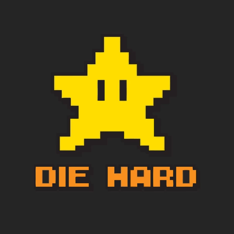 Retro Gaming Pixel Art Star with "Die Hard" Text Male Pullover Sweatshirt