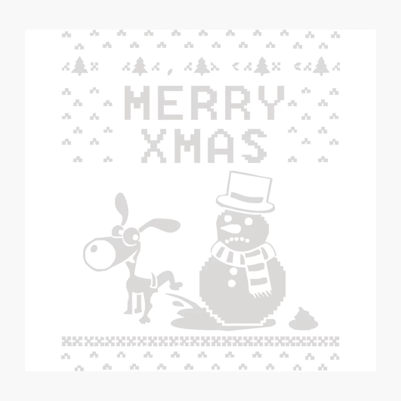 Christmas Funny Dog & Snowman Throw Pillow