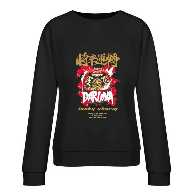 Daruma Glücksbringer Kunstdesign Damen Pullover Sweatshirt