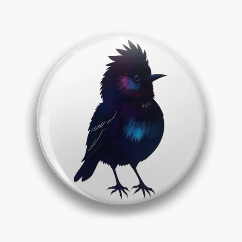 Mystical Glowing Black Bird Silhouette Pin