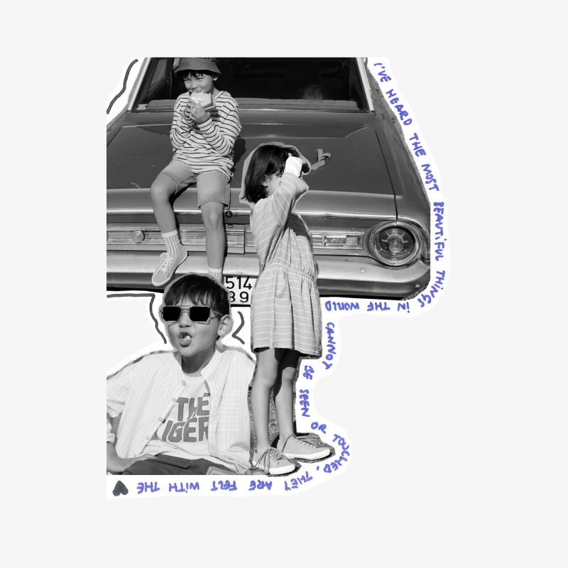 Kinder vor einem Oldtimer mit Zitat Herren Langarm T-Shirt