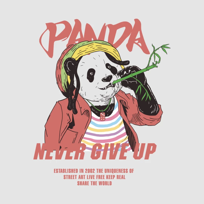 Panda Street Art: Niemals Aufgeben Herren Pullover Hoodie