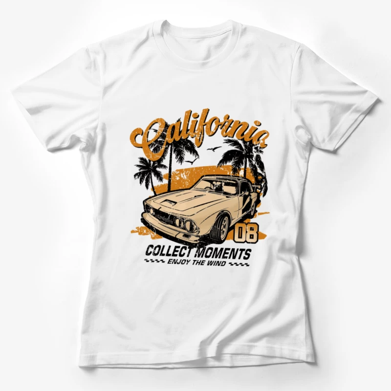 Kalifornien Vintage Auto und Palmen Damen T-Shirt