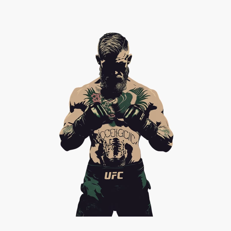 Tattooed UFC Fighter: Stylized Portrait of Bearded MMA Athlete Cotton Tote Bag
