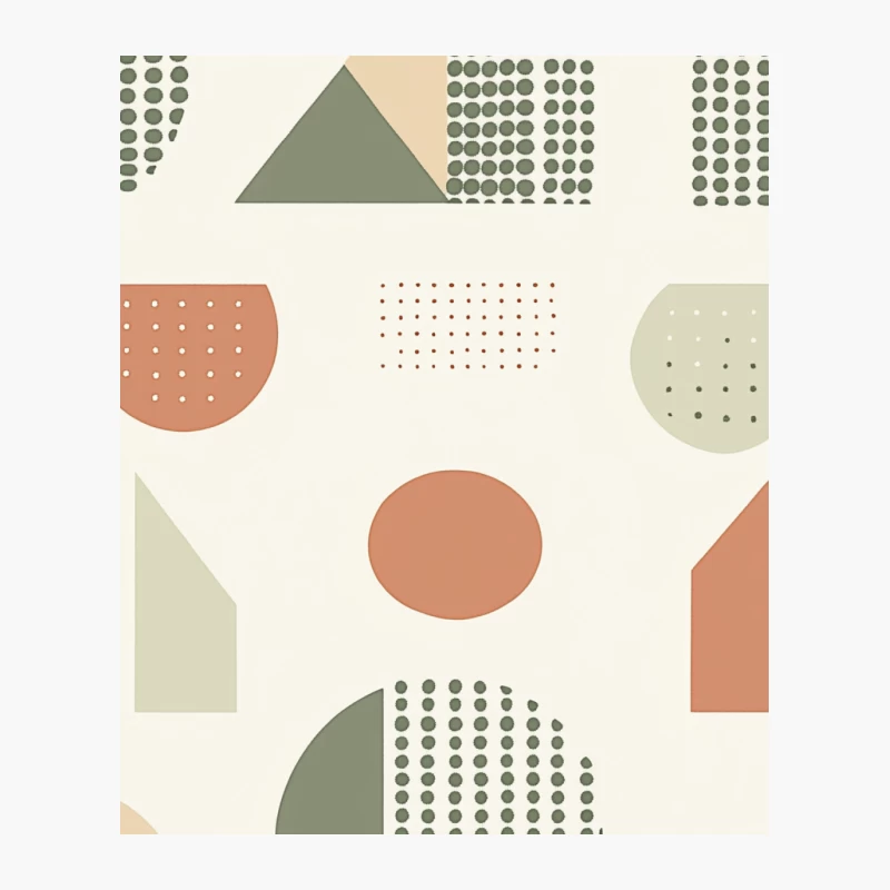 Minimalist Geometric Abstract Pattern with Pastel Shapes and Dots Cotton Tote Bag