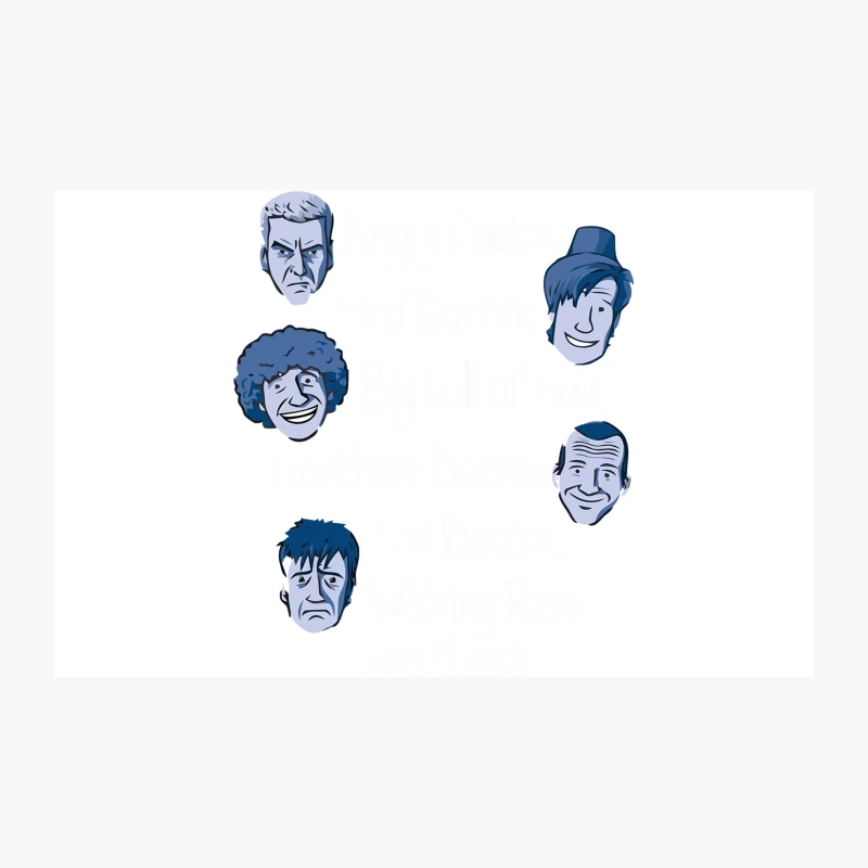 Expressive Cartoon Faces in Blue: A Character Design Showcase Travel Mug