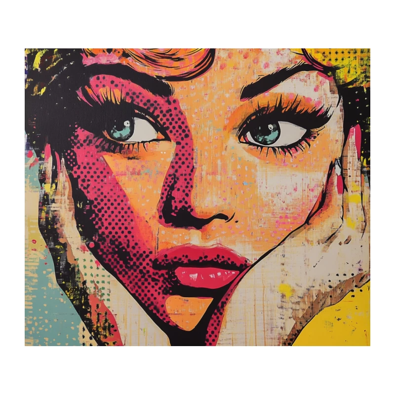 Vibrant Pop Art Portrait in Urban Graffiti Style Tapestry