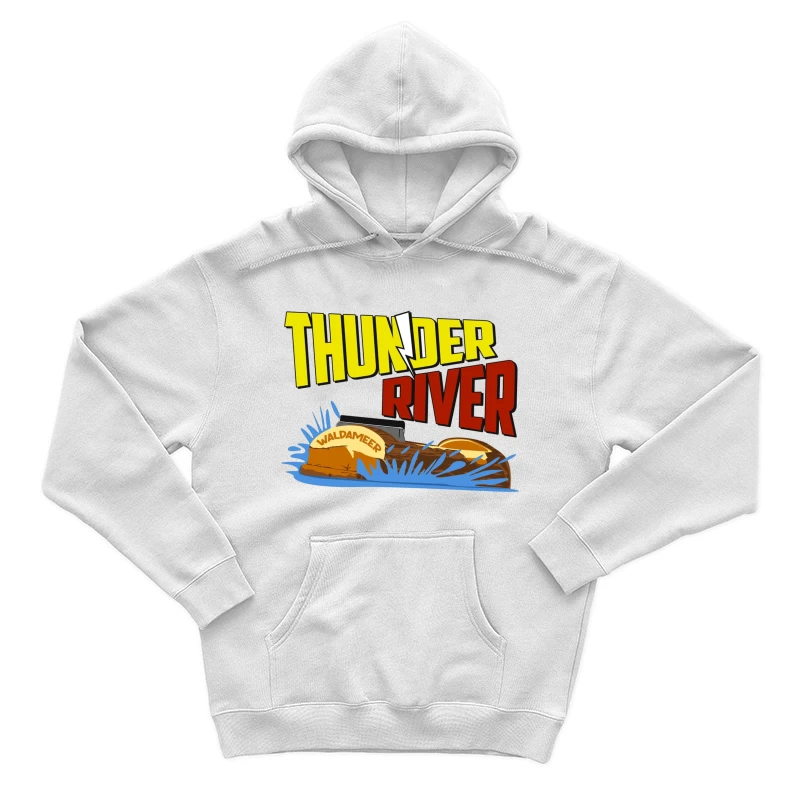 Thunder River Water Ride Logo at Waldameer Park Male Pullover Hoodie