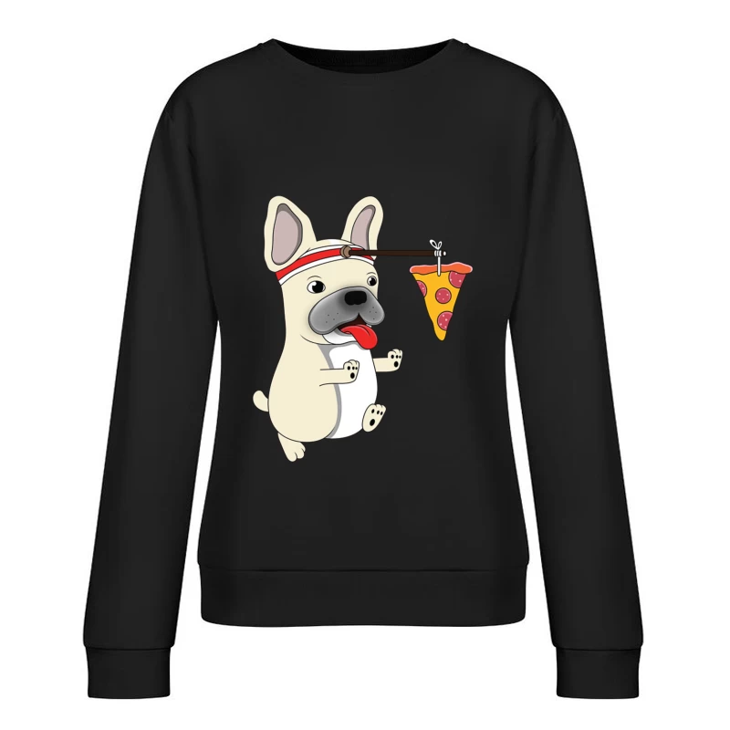 Chien mignon poursuivant une pizza Femme Sweat-shirt à enfiler