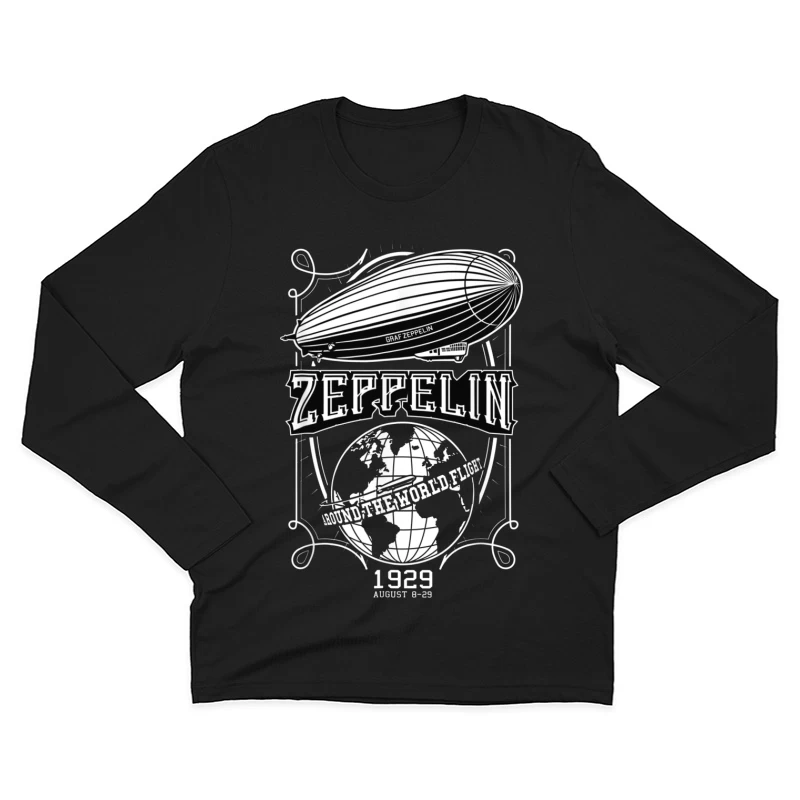 Vintage 1929 Zeppelin Airship Concert Promotional Design Male Long Sleeve T-Shirt