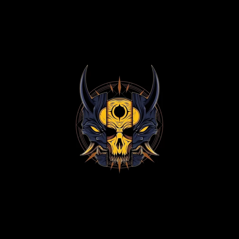 Fantasy Demon Skull Illustration Desk Mat
