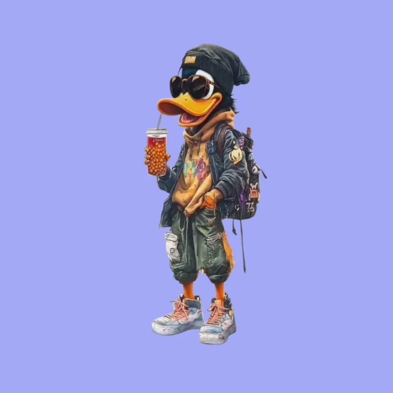 Cool Cartoon Duck with Sunglasses Throw Pillow