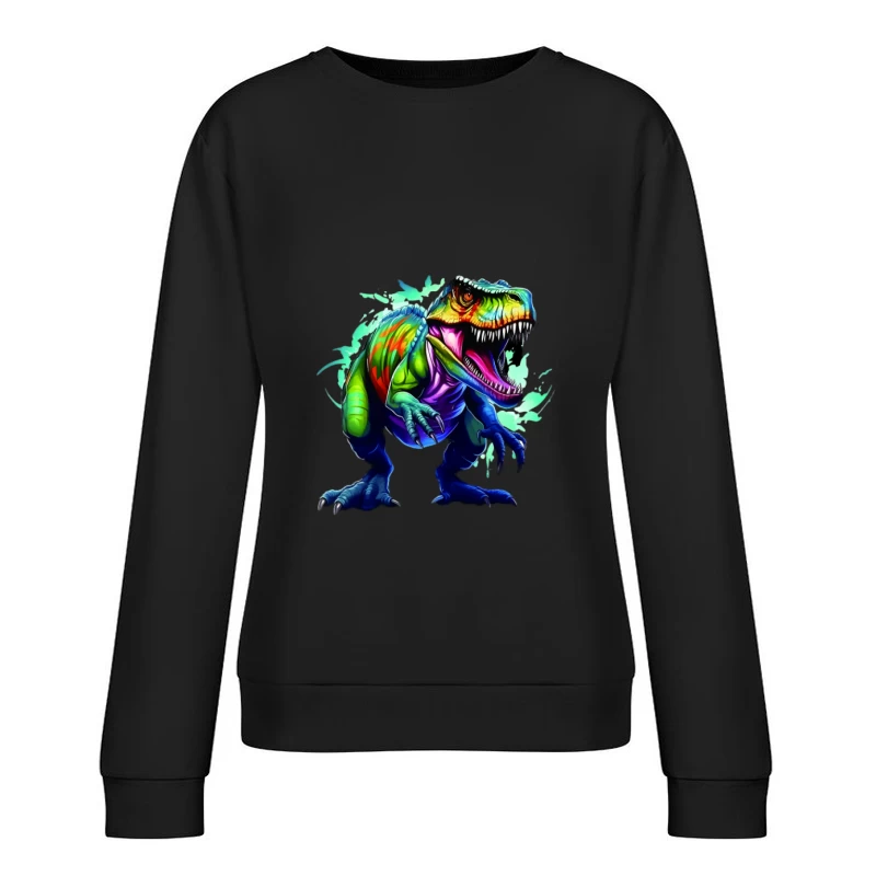 Bunter T-Rex, Dinosaurier-Kunstwerk, Lebendig Damen Pullover Sweatshirt