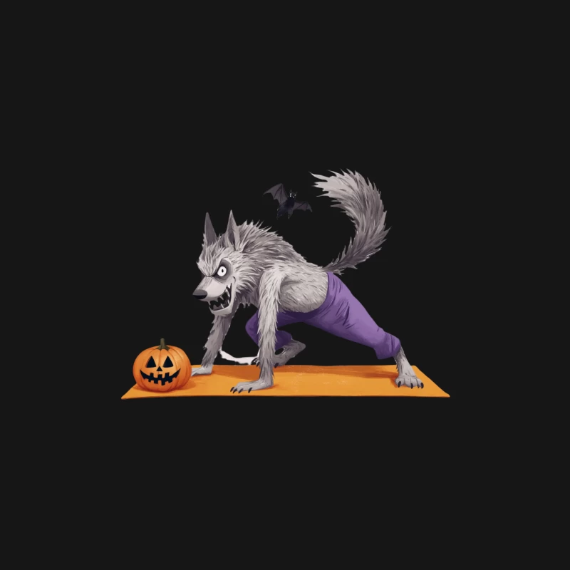 Werewolf Doing Yoga: A Humorous Halloween Cartoon Female Long Sleeve T-Shirt