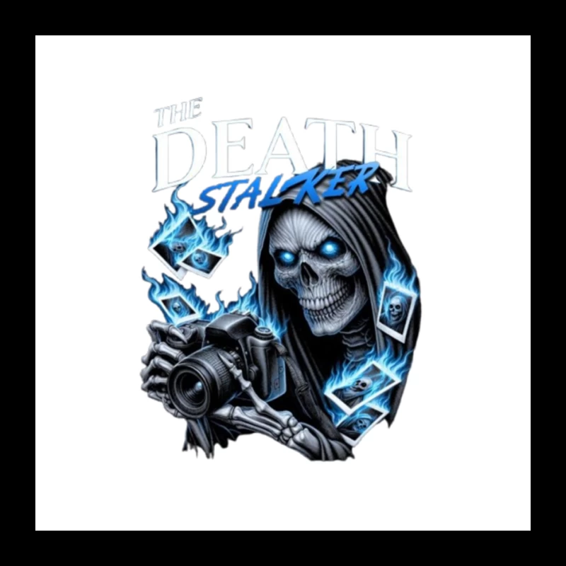 The Death Stalker: Skeletal Photographer with Blue Flames Pin