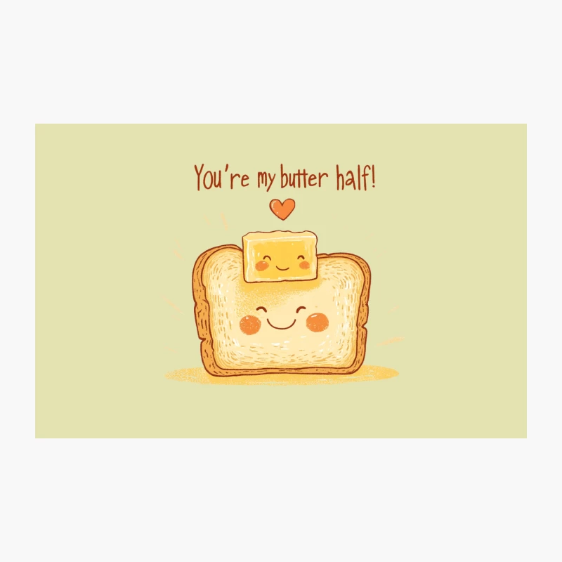 Cute Cartoon Toast and Butter Love Pun Illustration Travel Mug
