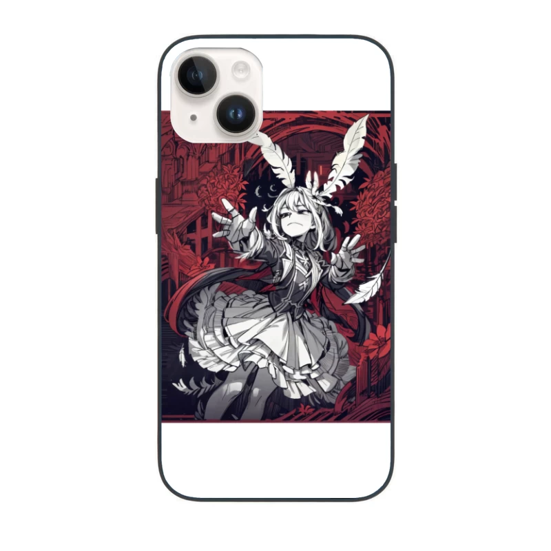 Gothic Fantasy Anime Girl with Feathers iPhone Case
