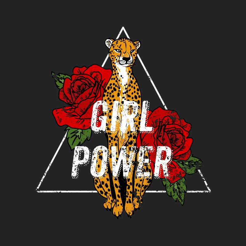 Leopard und Rosen mit Girl Power Motto Herren Pullover Sweatshirt