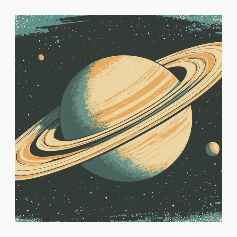 Retro Illustration of Saturn in Cosmic Space Pin