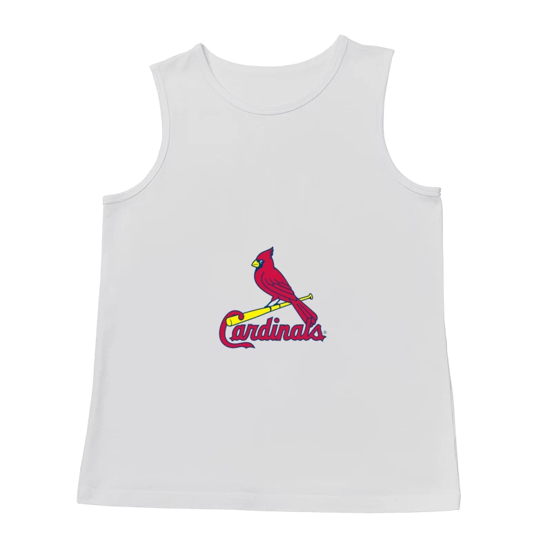 St. Louis Cardinals MLB Team Logo with Red Cardinal Mascot Male Tank Top