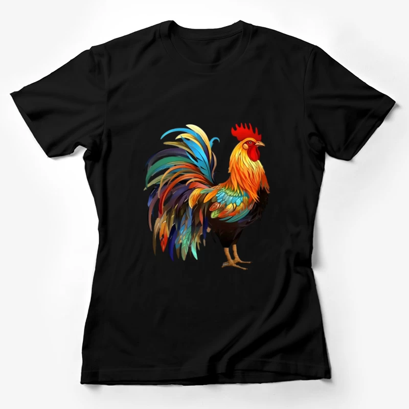 Bunter kunstvoller Hahn Damen T-Shirt