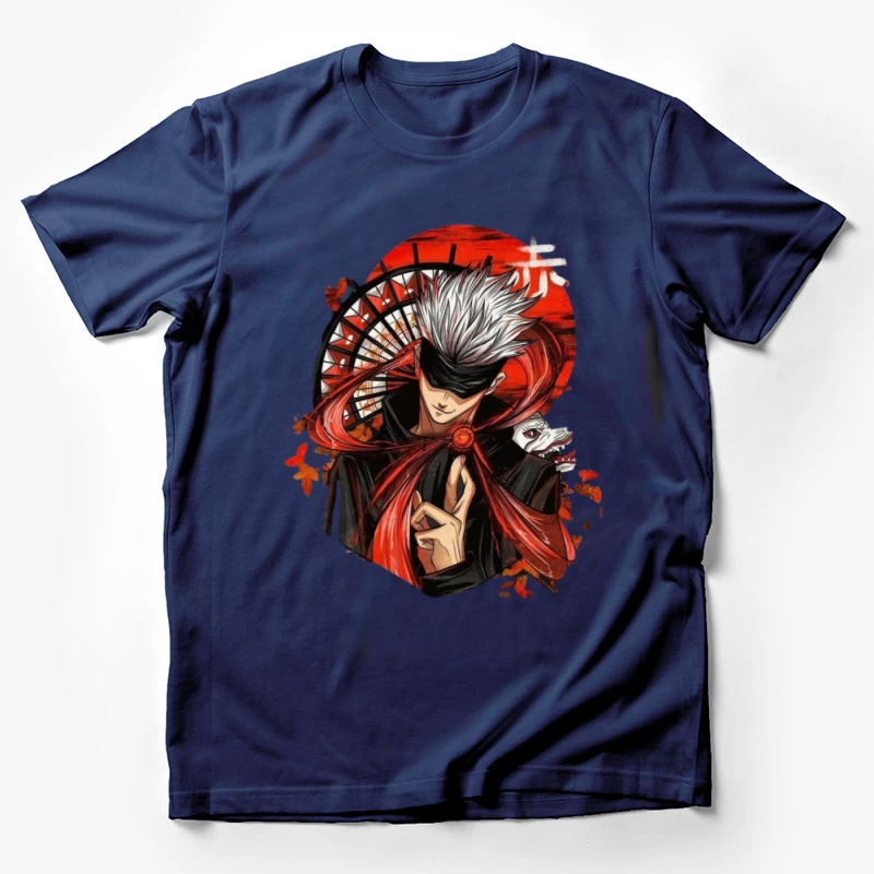 Stylischer Charakter mit Maske und rotem Element Herren T-Shirt