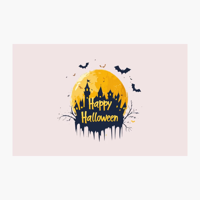 Spooky Halloween Night Greeting with Moonlit Castle Silhouette Travel Mug