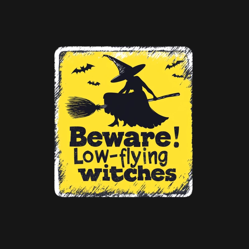 Humorous Halloween Warning Sign: Beware of Low-Flying Witches Female Long Sleeve T-Shirt