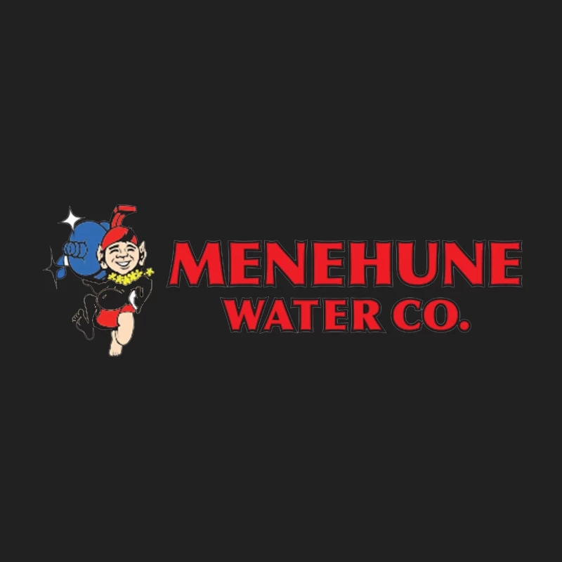 Vintage Menehune Water Company Logo with Cartoon Mascot Bucket Hat