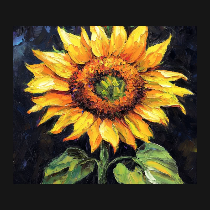 Vibrant Sunflower Oil Painting with Dark Background Mouse Pad