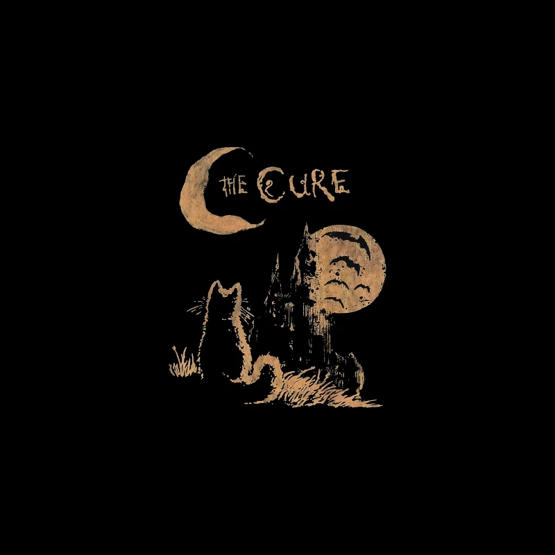 The Cure Gothic Band Logo with Moonlit Ghost Travel Mug