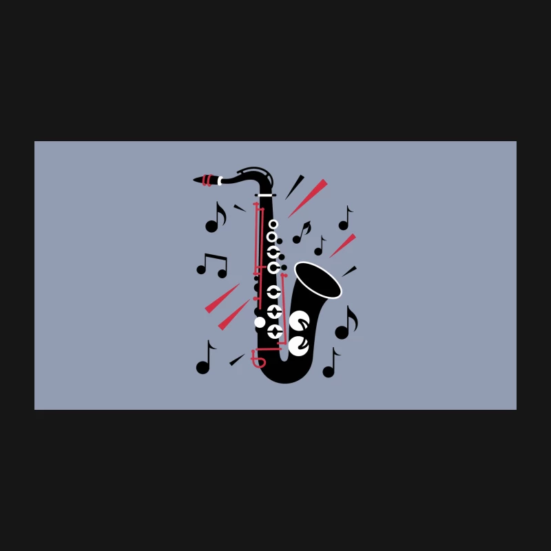 Stylized Jazz Saxophone with Musical Notes Design Desk Mat