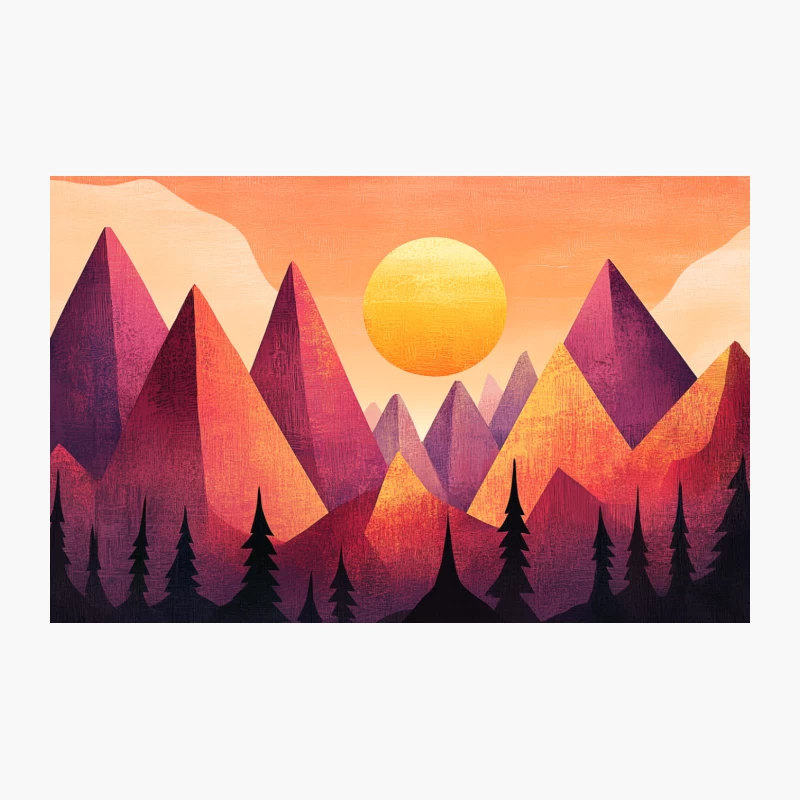 Geometric Sunset Mountains: A Colorful Abstract Landscape Travel Mug