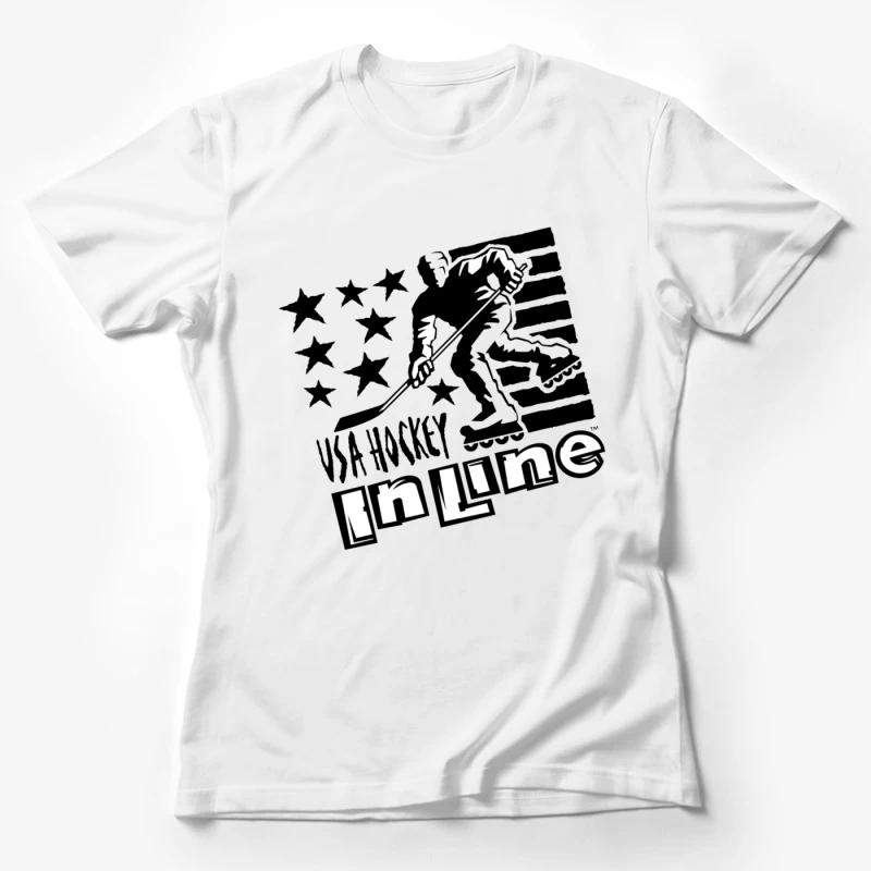 USA Inline Hockey Sports Logo with Stars and Stripes Design Female T-Shirt