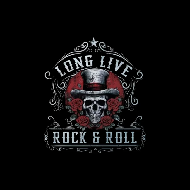 Long Live Rock and Roll Skull Design Mouse Pad