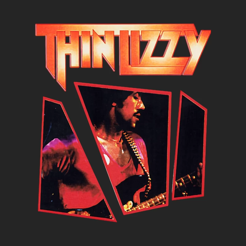 Thin Lizzy Vintage Concert Album Art with Red Typography Male Pullover Sweatshirt