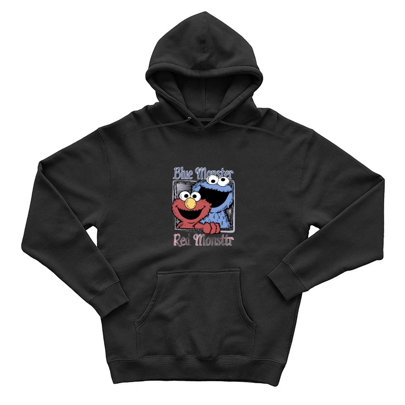 Blaues und rotes Monster Zeichnung Herren Pullover Hoodie