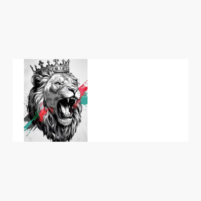 Crowned Lion's Fierce Roar with Artistic Color Splash Coffee Mug