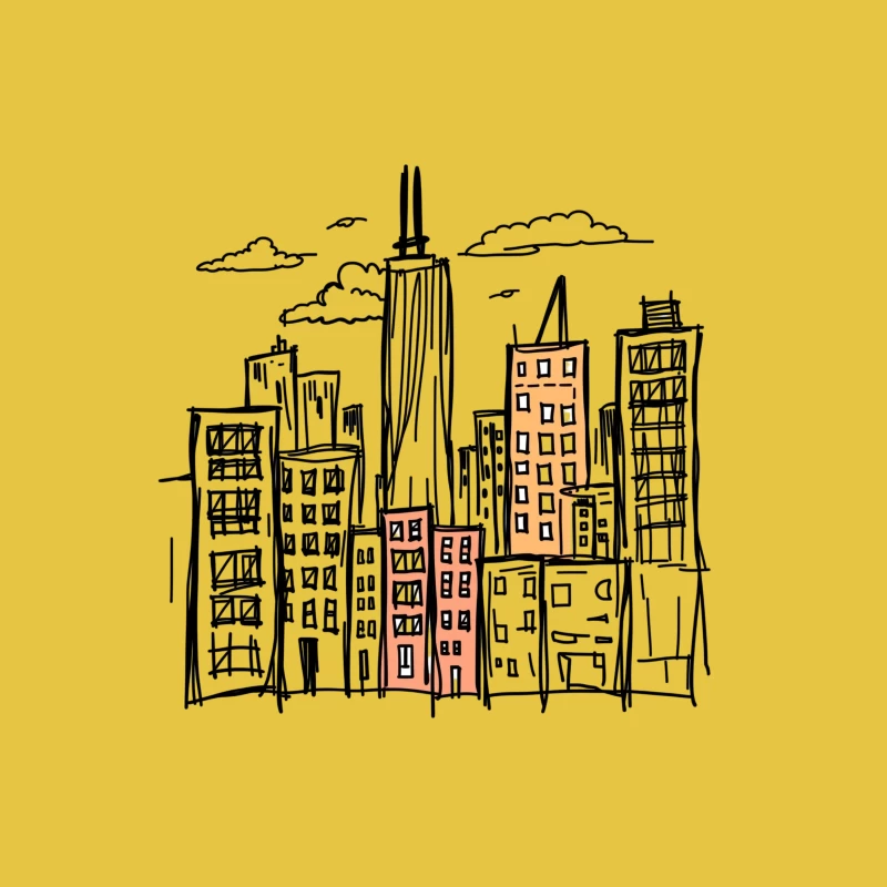 City skyline illustration Female T-Shirt
